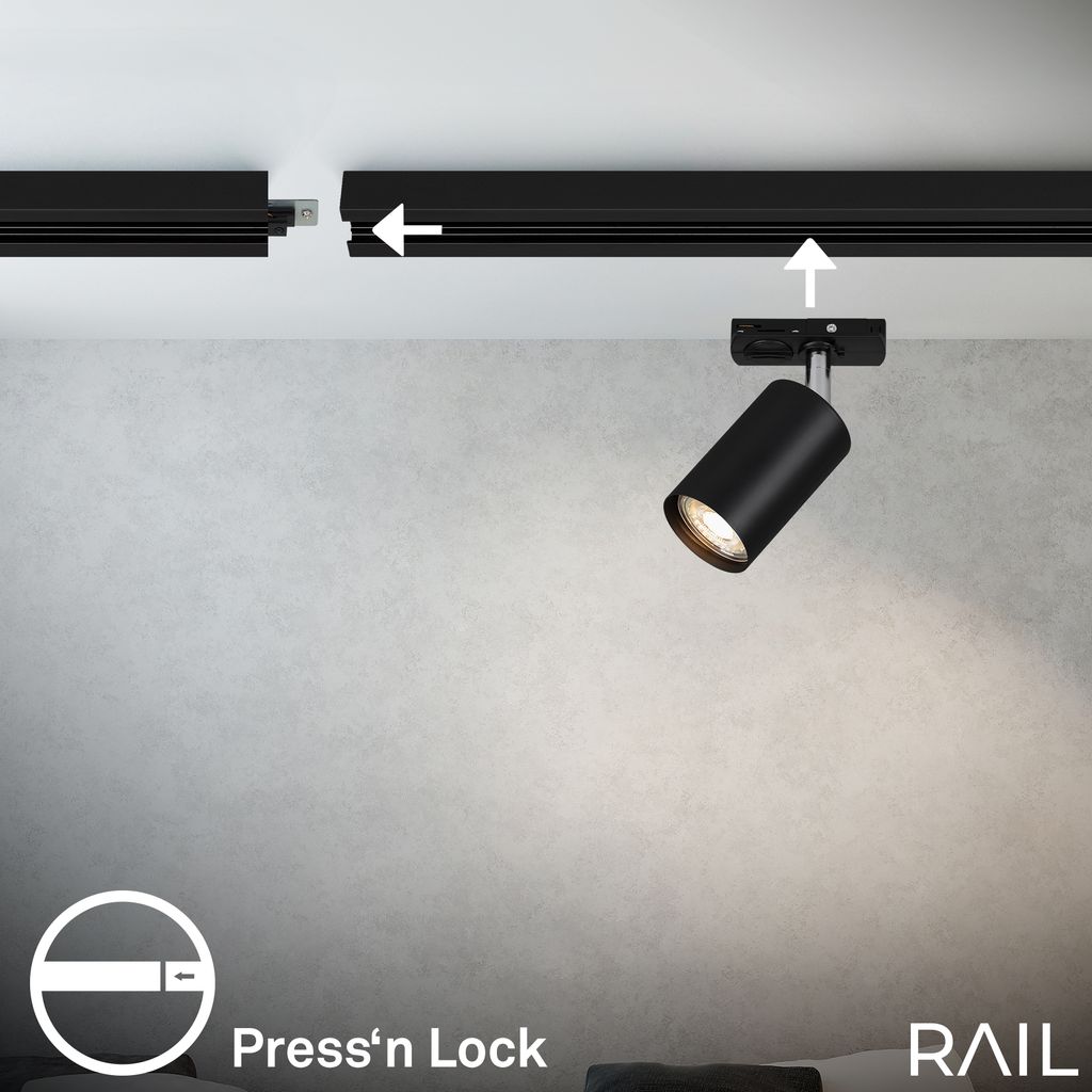 Briloner Rail Schienensystem. Erweiterungsset. 2x GU10 Spots. Schwenkbar. Drehbar. Schwarz. 0.75 m 7