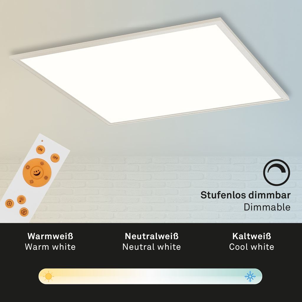 LED Panel dimmbar CCT Fernbedienung Memoryfunktion Kunststoff 36W weiß Briloner 5