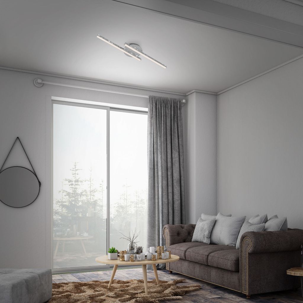 LED Deckenleuchte, 60 cm, 10,5 W, 1400 lm, Chrom
