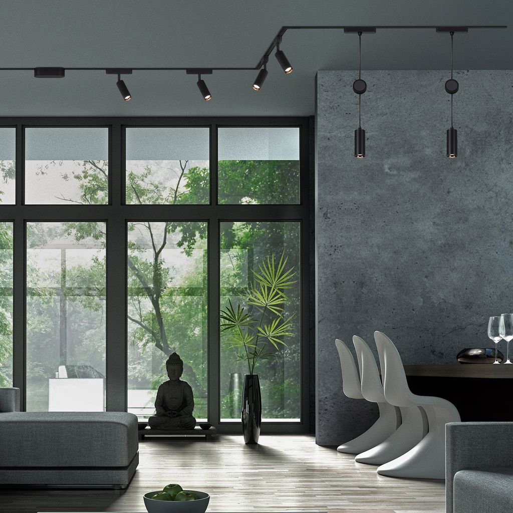 Briloner Luxtrail Schienensystem. Komplettset. 6x LED Spots. 2x LED Pendel. Schwenkbar. Höhenverstellbar. Schwarz. 4 m 5