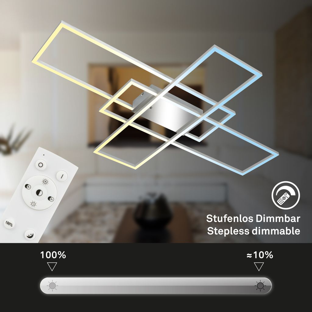 Roami LED Deckenlampe, Dimmbar, Fernbedienung, CCT Funktion, Chrom-Alu
