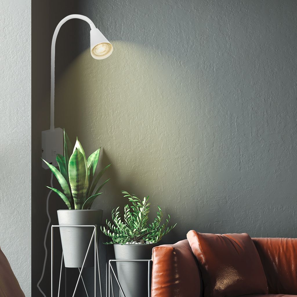 Briloner Justra leeslamp, draaibaar, 2 USB poorten, wit