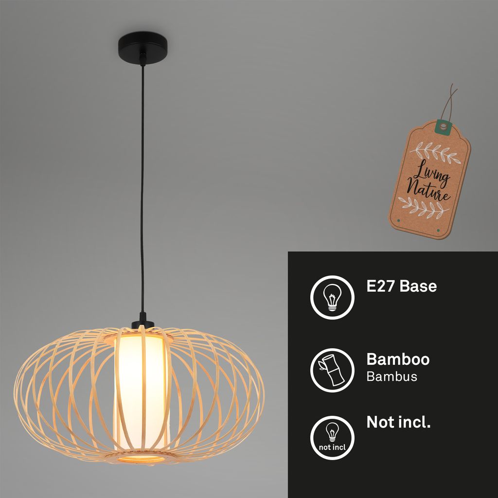Pendelleuchte, 120 cm, 1x E27, max. 10W, holzfarben