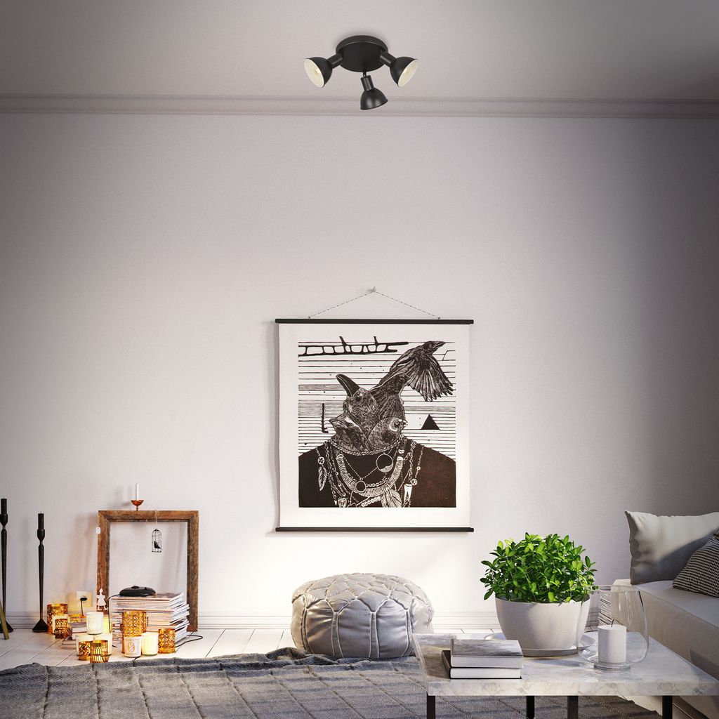 Deckenleuchte Spotleuchte vintage schwenkbar 3xE14 25W schwarz Ø19cm Briloner 5