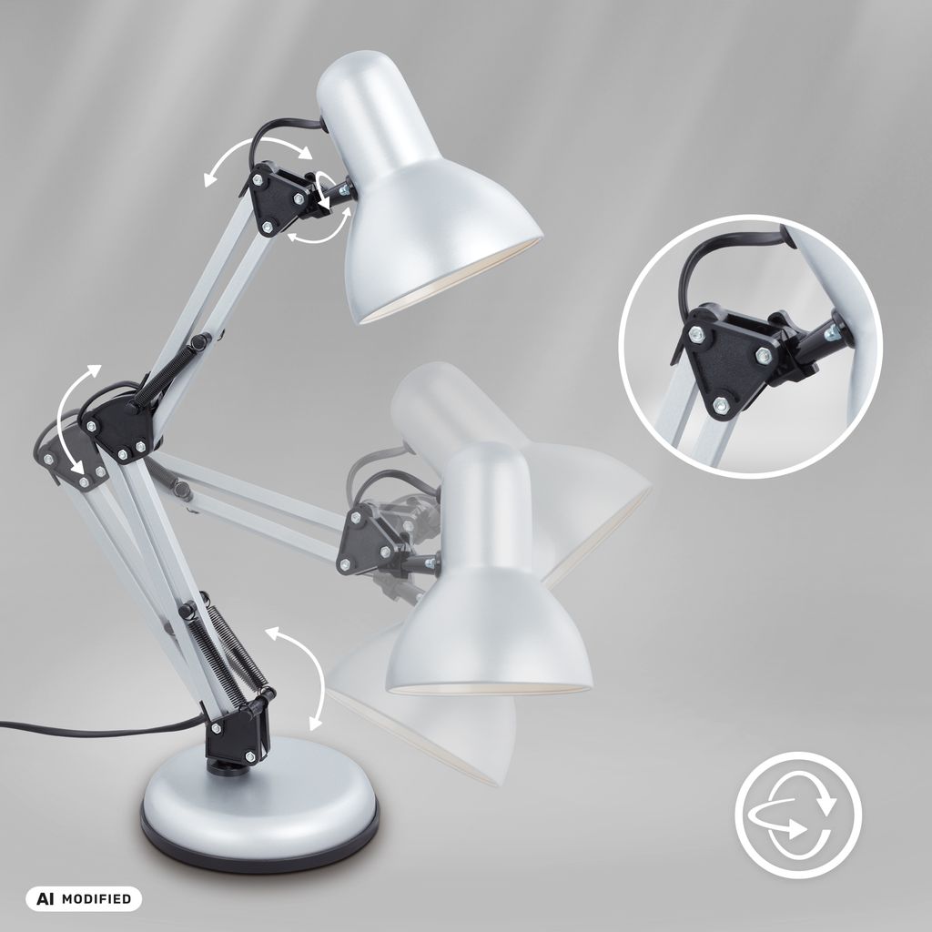 Lampe de table Ø 15,5 cm 1x exkl. E14 25W argent