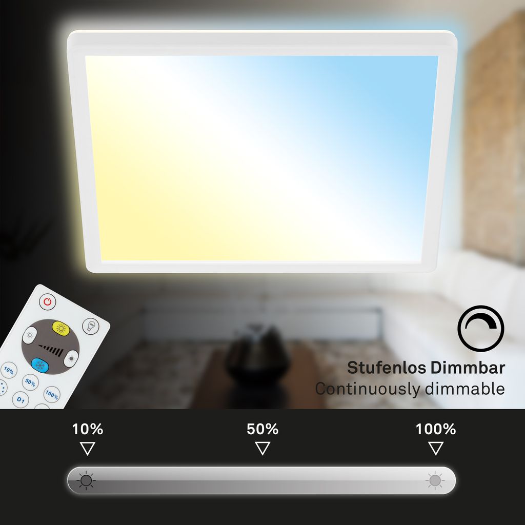 LED Panel Dimmbar Fernbedienung Ultraflach CCT 18W weiß Kunststoff Briloner 4