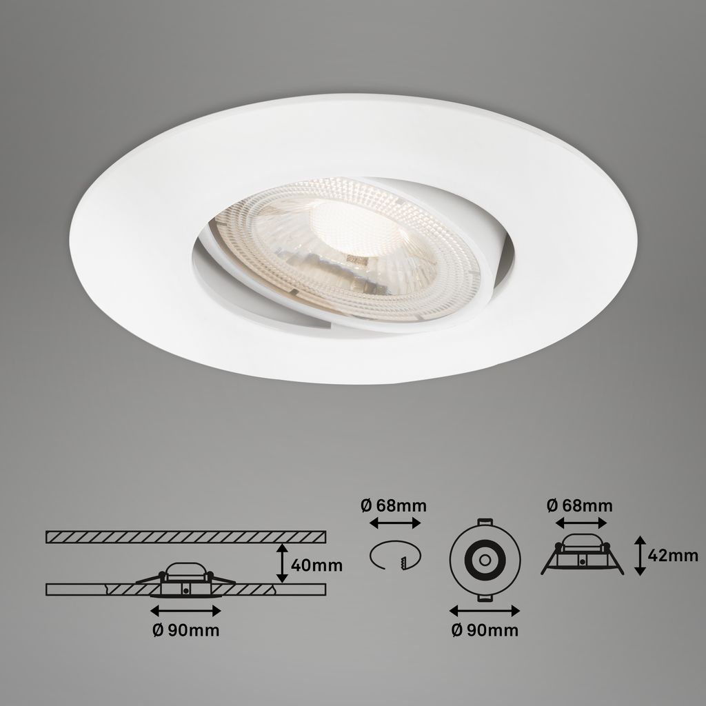 LED Einbauleuchte 4,4 cm 3x 4,9 Watt 480lm weiß