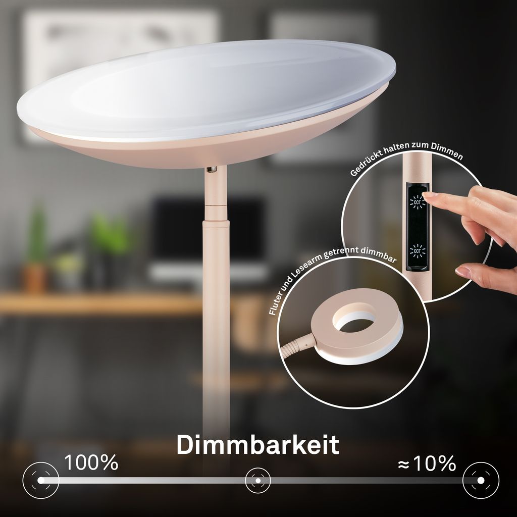 Sira Floor Lamp - Dimmable, LED, Reading Arm, CCT, Beige