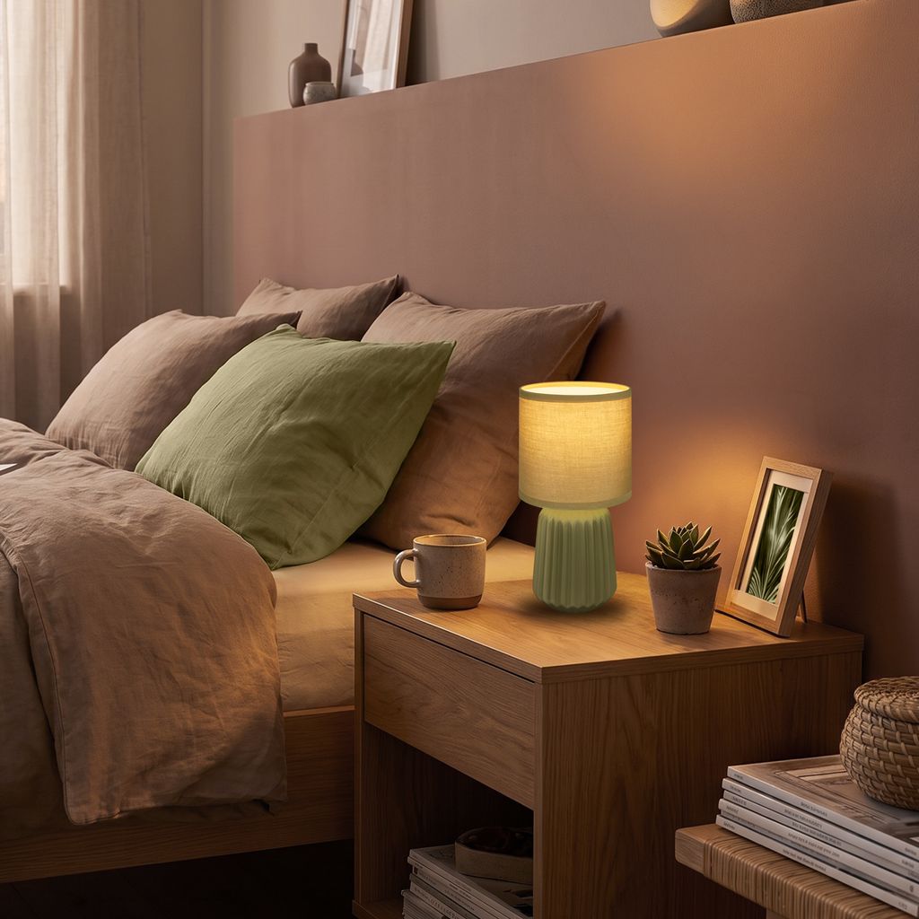 Dora Tischlampe - mit Schalter, Keramik, E14 Fassung, Grün