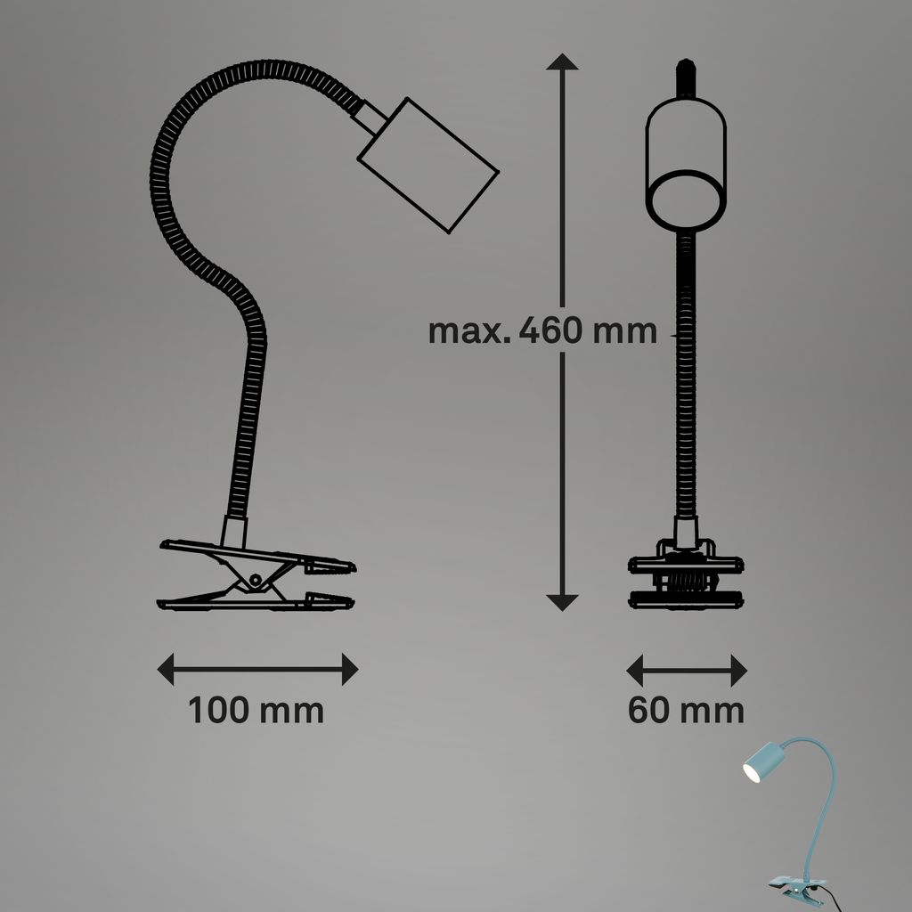 Briloner Fleks Schreibtischlampe, Schwenkbar, Klemmbar, Blau