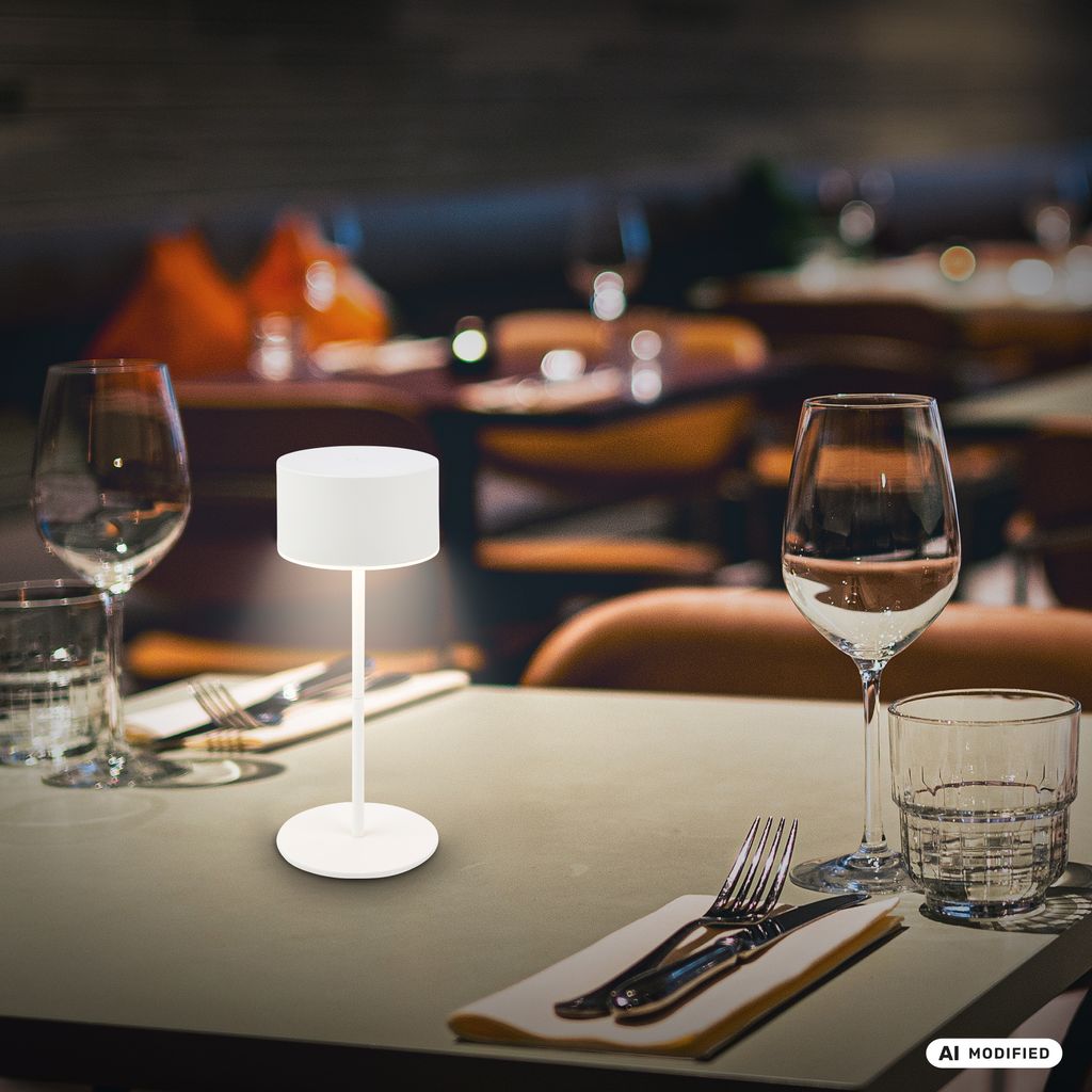 Kira Table Lamp - 2.6W, 150lm, Rechargeable Battery, LED, Touch Control, Dimmable, Antique White