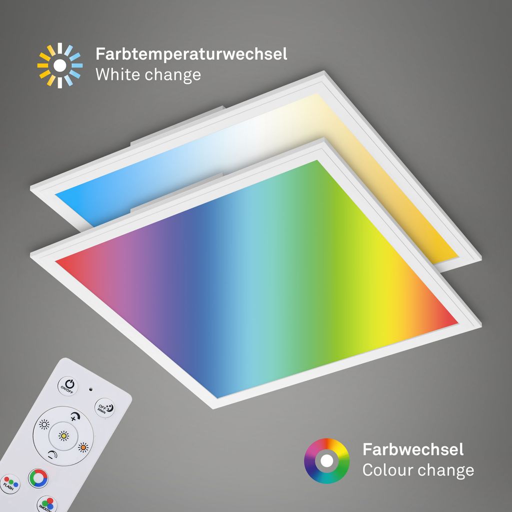 LED Panel Ultraflach RGB CCT Deckenlampe Weiß Dimmbar Kunststoff 24W Briloner 5