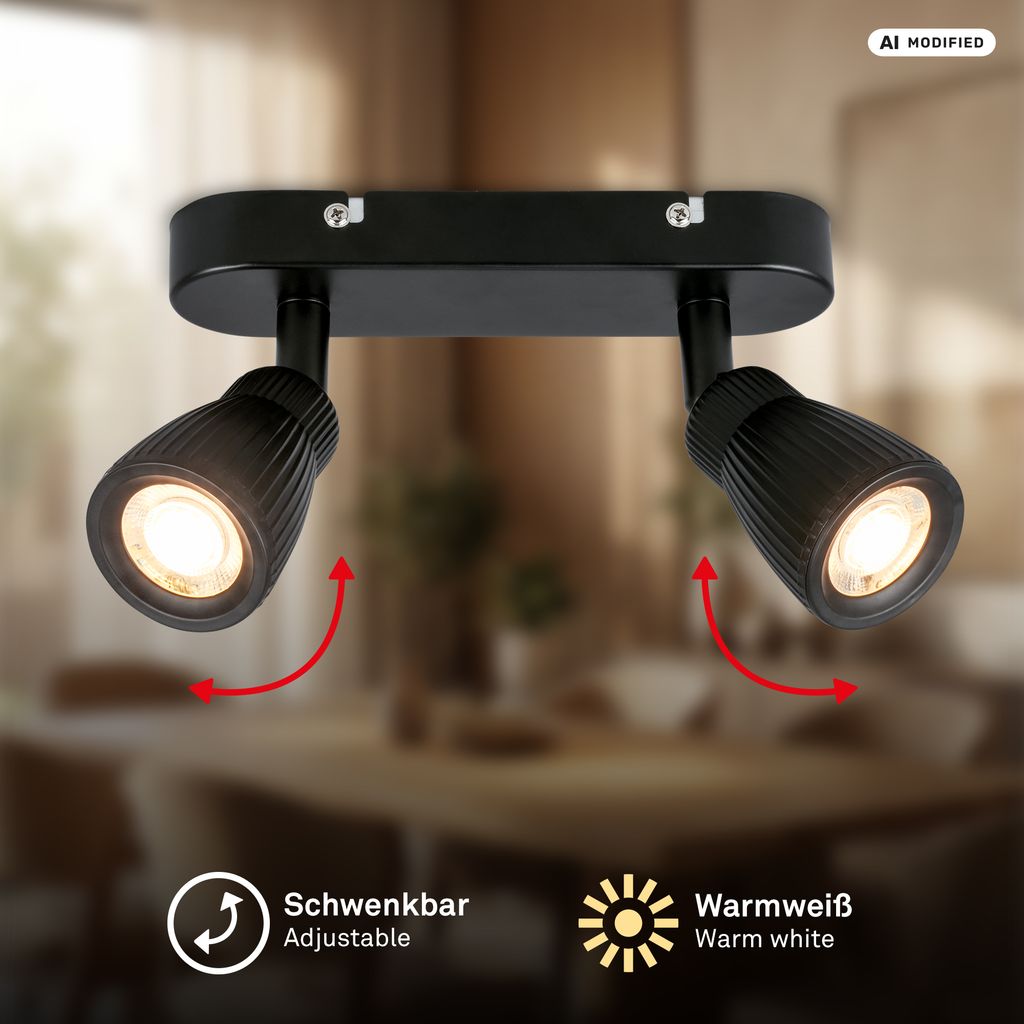Riff Deckenstrahler 20 cm - 7W, 800lm, LED, Schwenkbar, Schwarz