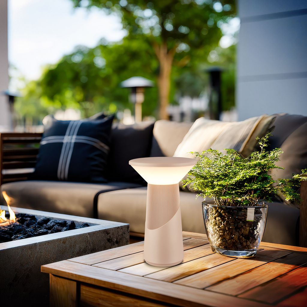 Briloner LED Tischlampe Kabellos 15x24cm 2.6W 200lm 2700K Warmweiß Dimmbar Design Award Beige - Tischleuchte Wohnzimmer Schlafzimmer Balkon 8