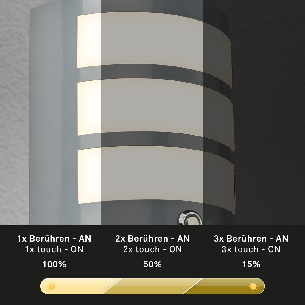 Briloner LED Wandlampe Akku, Touchfunktion, 15 min. Timer, inkl. USB C-Kabel