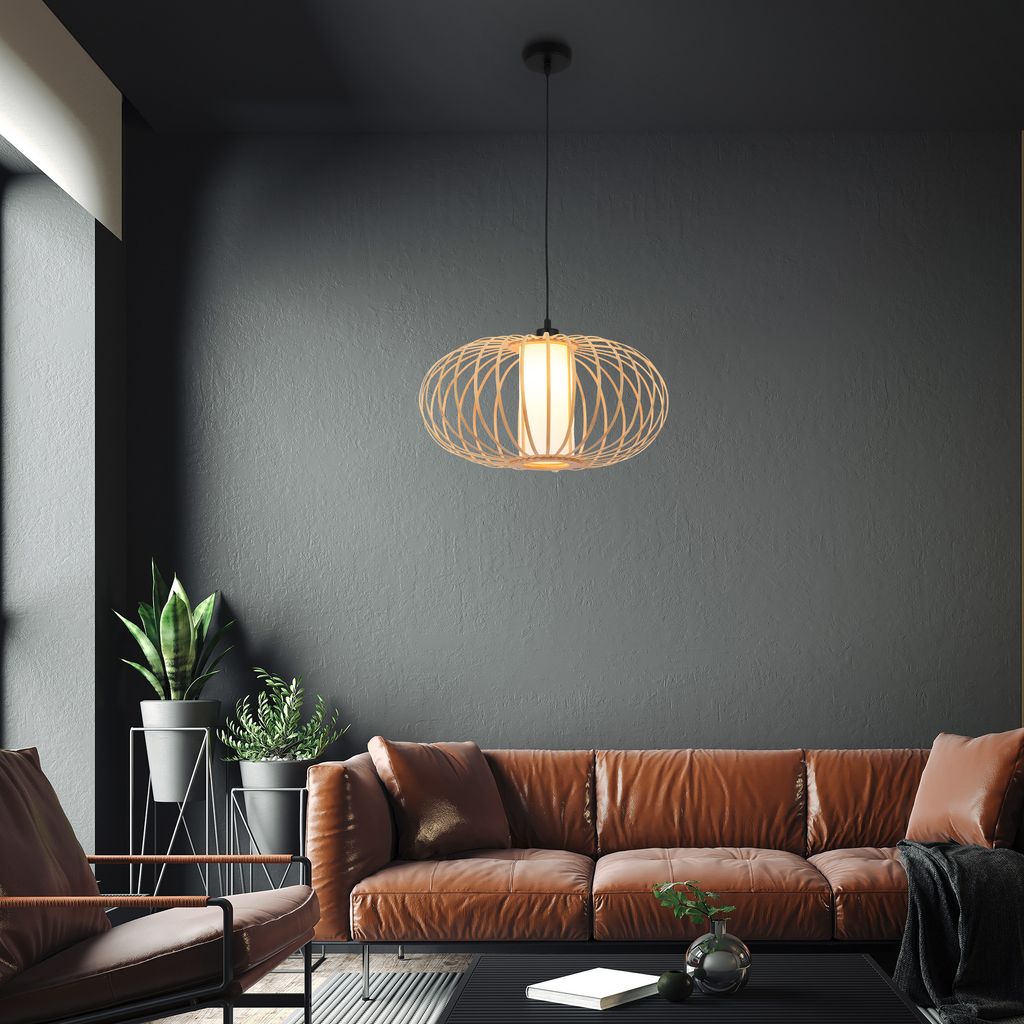 Pendelleuchte, 120 cm, 1x E27, max. 10W, holzfarben