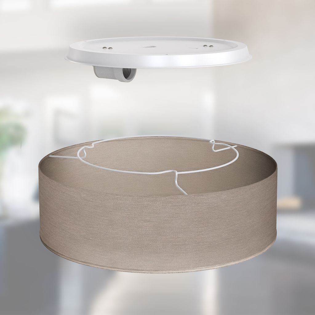 B.K.Licht Ceiling Lamp Shade, Ø11,8in, Grey Brown-Fabric, E27 Socket, Bulb not Included, Flush Mount Ceiling Fitting, Modern Light Fitting for Bedroom, Living Room, Dining Area IP20