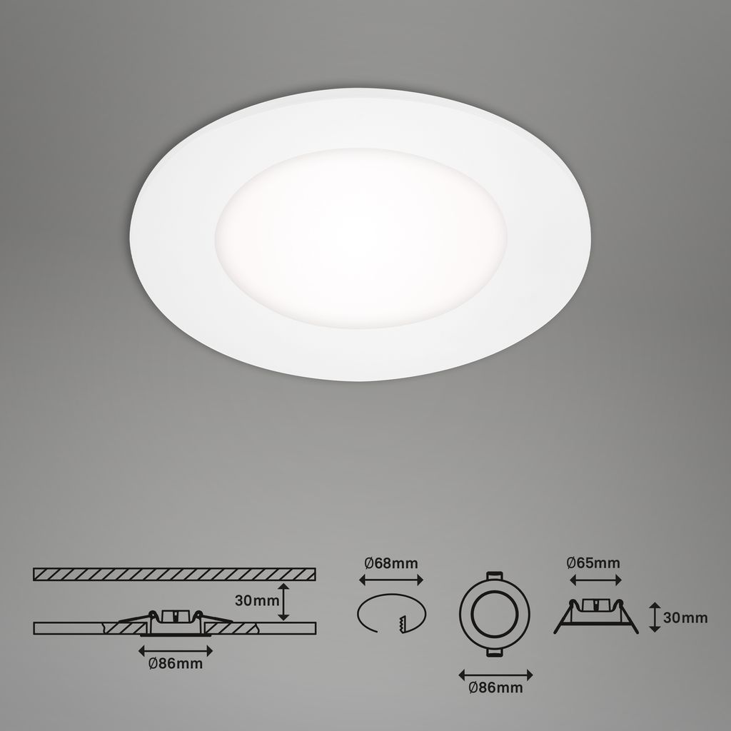 LED Einbauleuchten 3er Set ultraflach je 3 W IP23 Weiß Kunststoff Briloner 21