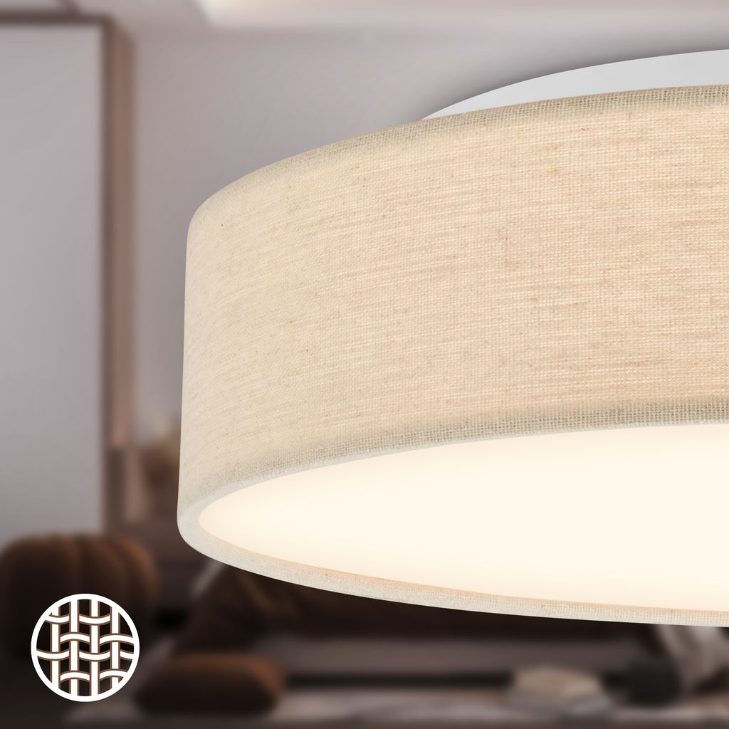 Duck Deckenlampe Ø38 cm - 24W, 2600lm, LED, Warmweiß, Stoffschirm, Beige