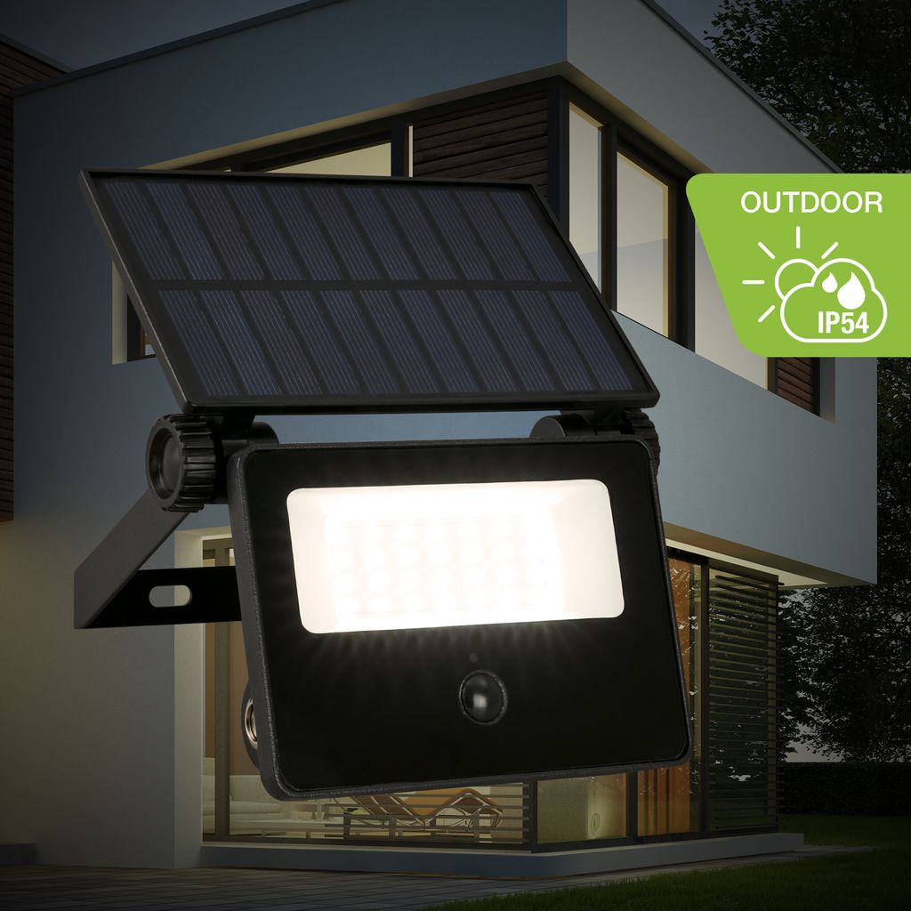 Telefunken LED Strahler Solar, Bewegungsmelder, Dämmerungssensor
