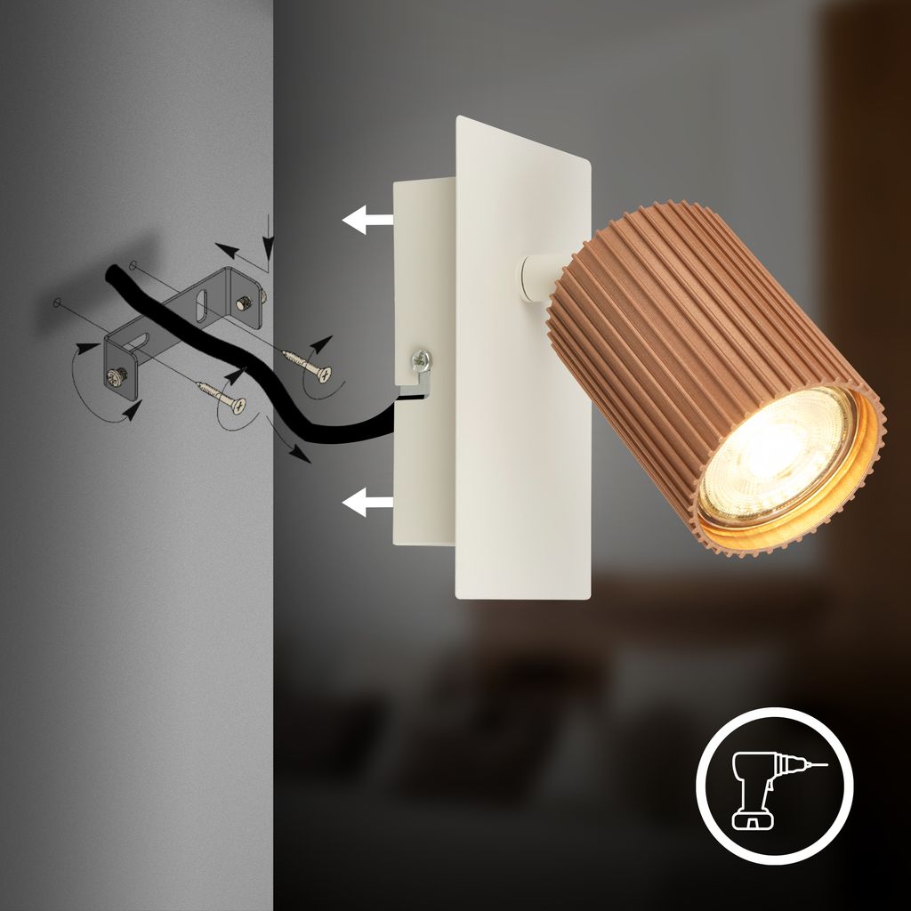 Ida Wandlampe - GU10 Fassung, max. 9W, Schwenkbar, Coffee-Warm grey