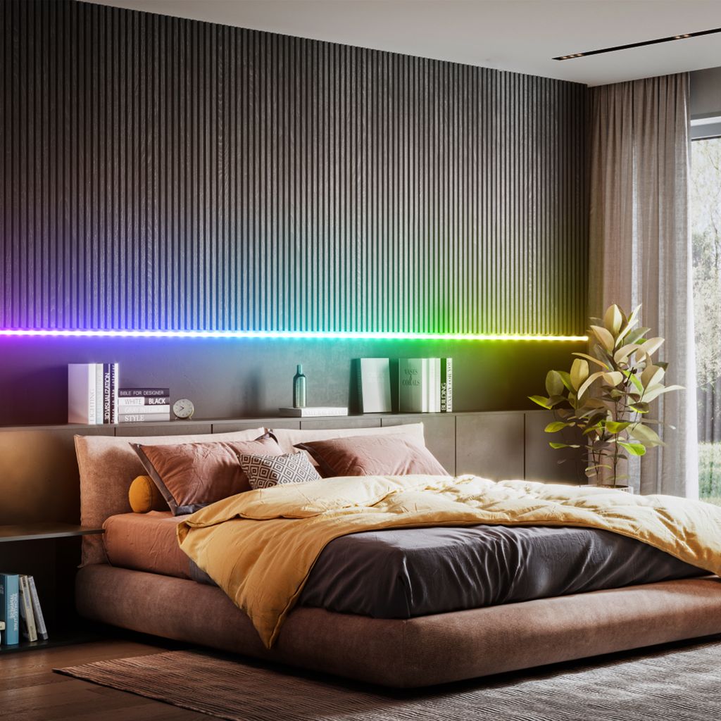 B.K.Licht I USB RGBIC LED Stripe 5 m I Music Sensor I Music Sync I Light Strip I LED Chaser I Strip with Colour Change Remote Control I Light Strip Self-Adhesive