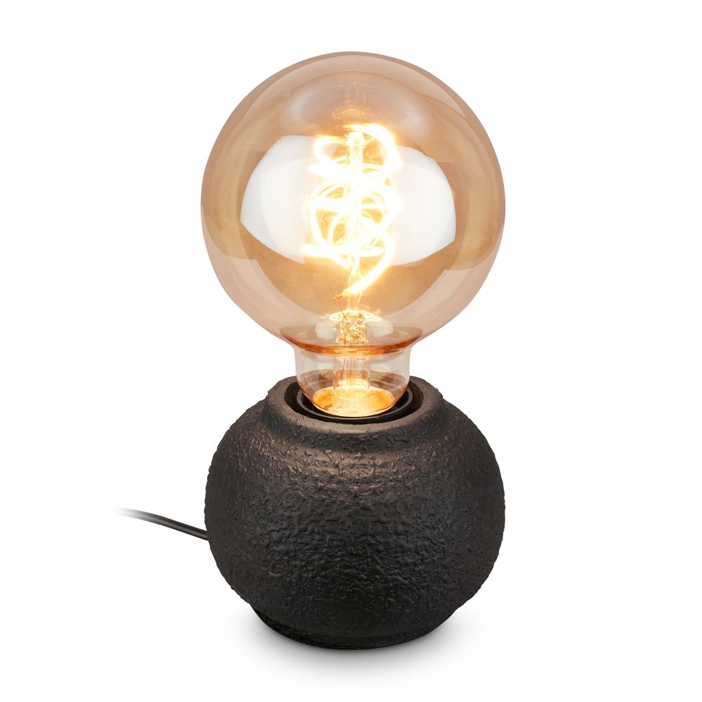 Amba Tischlampe - mit Schalter, Keramikfuß, E27 Fassung, Schwarz