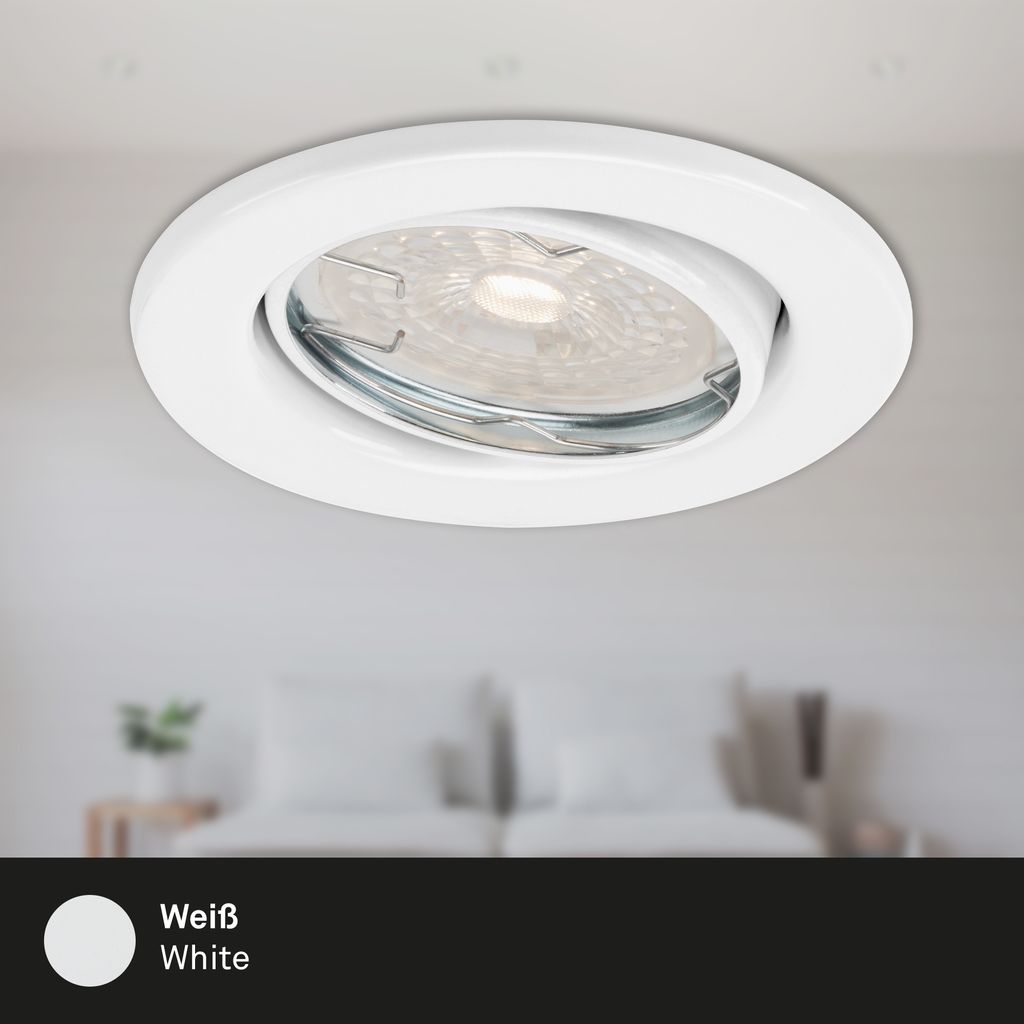 LED Einbauleuchten 3er Set GU10 dimmbar schwenkbar 5.5 W weiß Metall Briloner 3