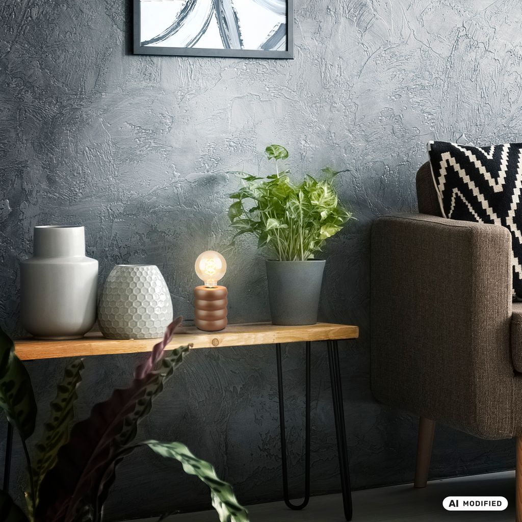Foam Tischlampe - mit Schalter, Keramik, E27 Fassung, Coffee