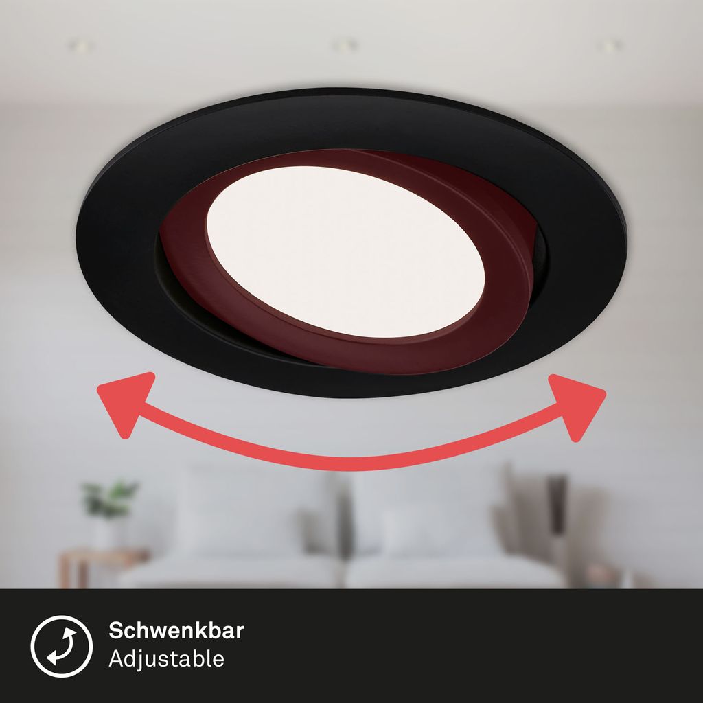 LED Einbauleuchten 3er Set 7 W matt-schwarz Kunststoff Ø 10.6cm Briloner 7