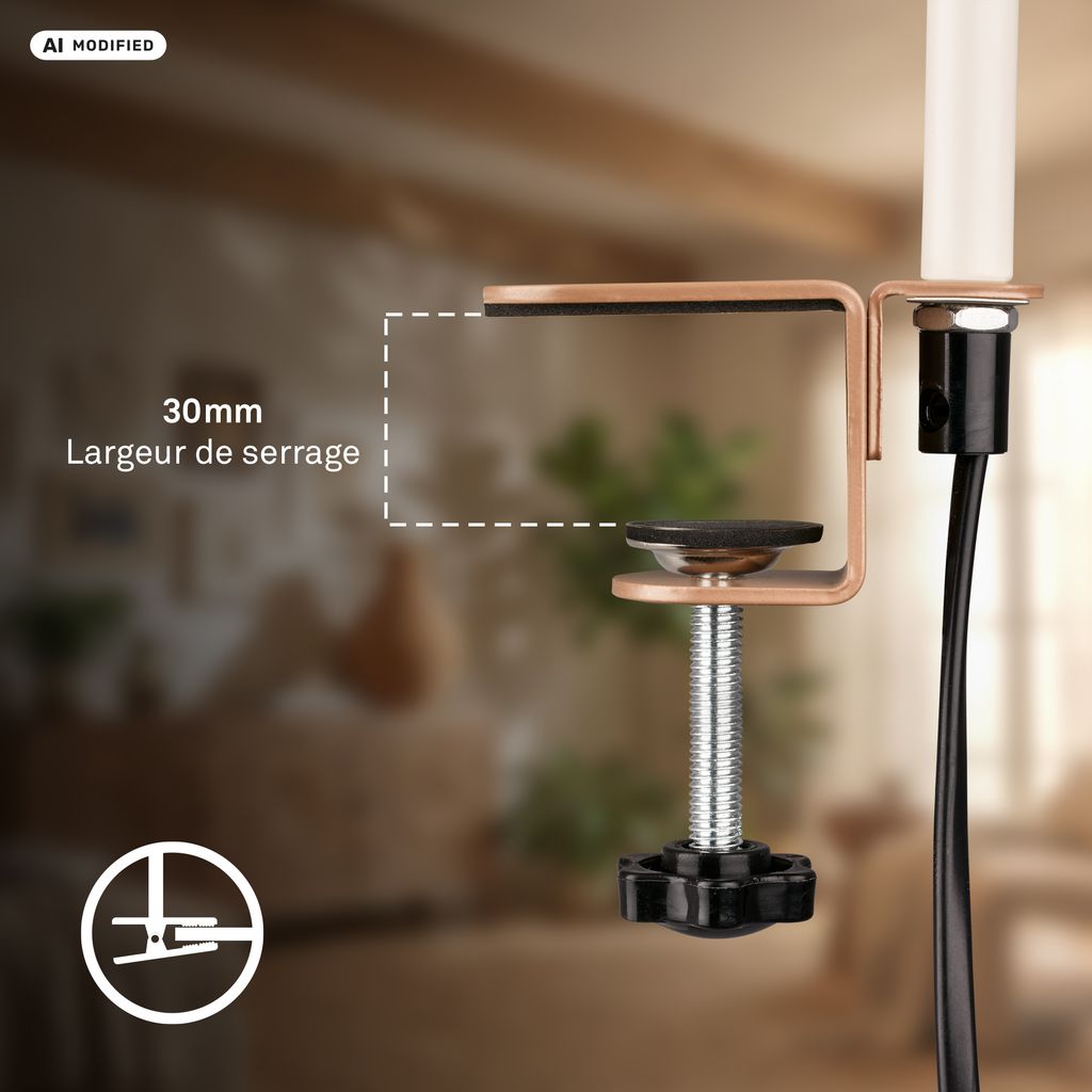 Riff Klemmlampe - 3,5W, 400lm, LED, Schwenkbar, Warmweiß, Warm Grey-Coffee