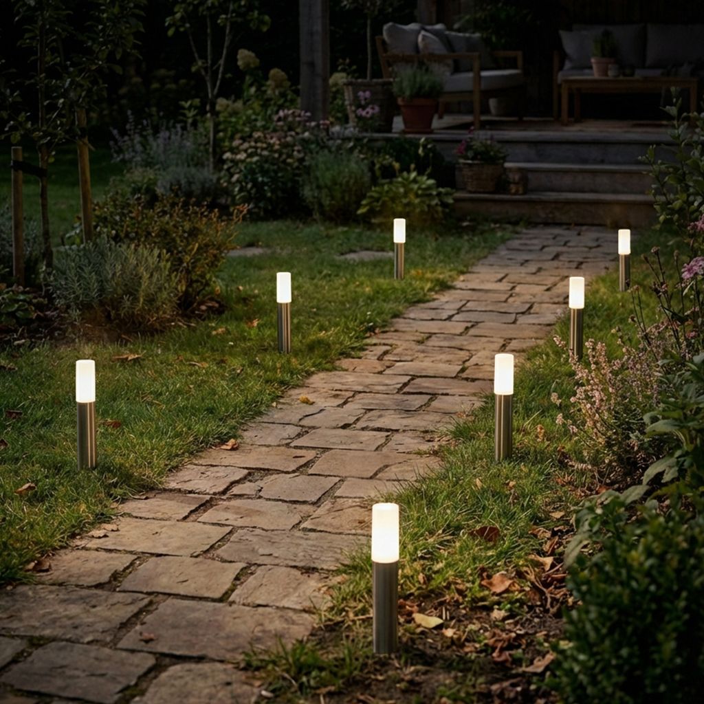 Starter-SET Junca CONNECT TO SHINE, 3er Set Wegleuchten, IP44, Edelstahloptik