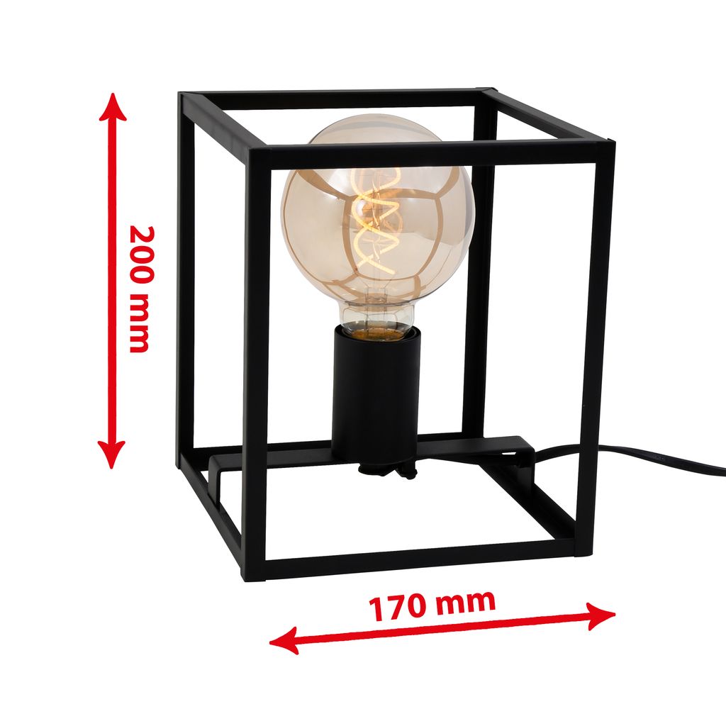 Tischleuchte 1-flammig Black Steel 40W Kabelschalter Schwarz Briloner 21