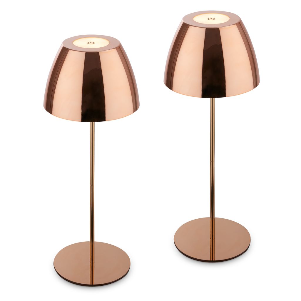 Serina Tischlampe 2er Set - 2,5W, 200lm, Kabellos, LED, Touch, Dimmbar, Kupferfarbe