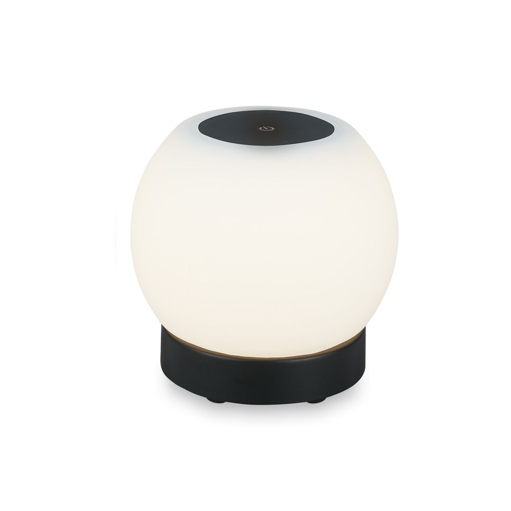 LED Tischlampe Akku Dimmbar Glas Kabellos Touch 3W schwarz Ø16cm Briloner 1