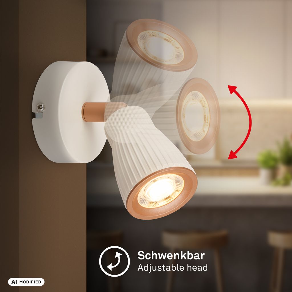Riff Wandlampe Ø8 cm - 3,5W, 400lm, LED, Schwenkbar, Warmweiß, Warm Grey-Coffee