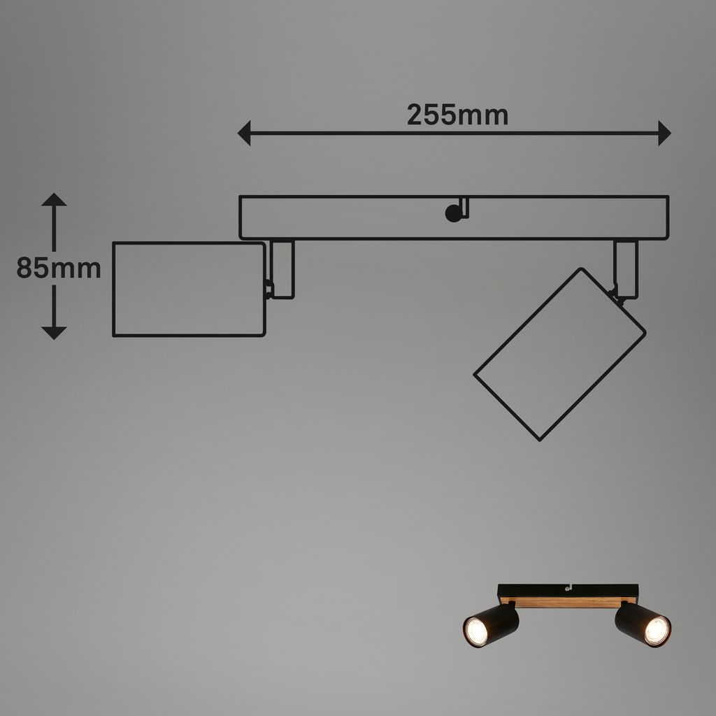 Deckenstrahler Deckenleuchte Deckenlampe Schlafzimmer Schwenkbar 2-flammig Holz 7