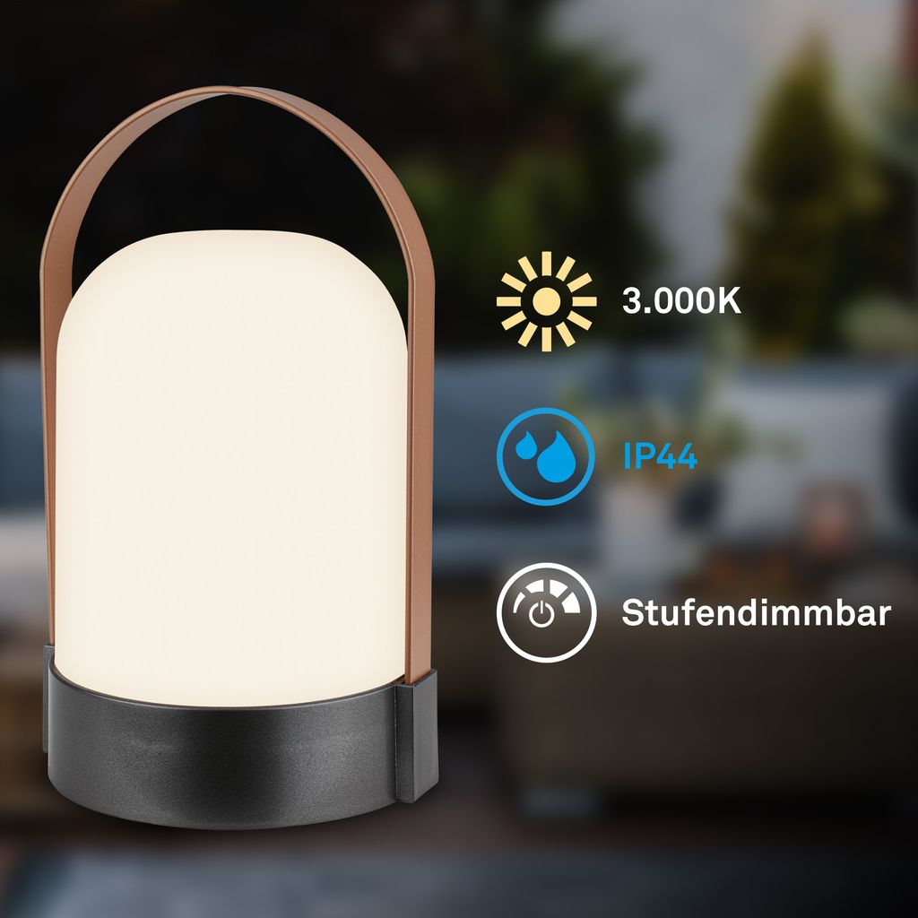 Asa Big Tischlampe - 1W, 90lm, Kabellos, LED, Dimmbar, Warmweiß, Anthrazit