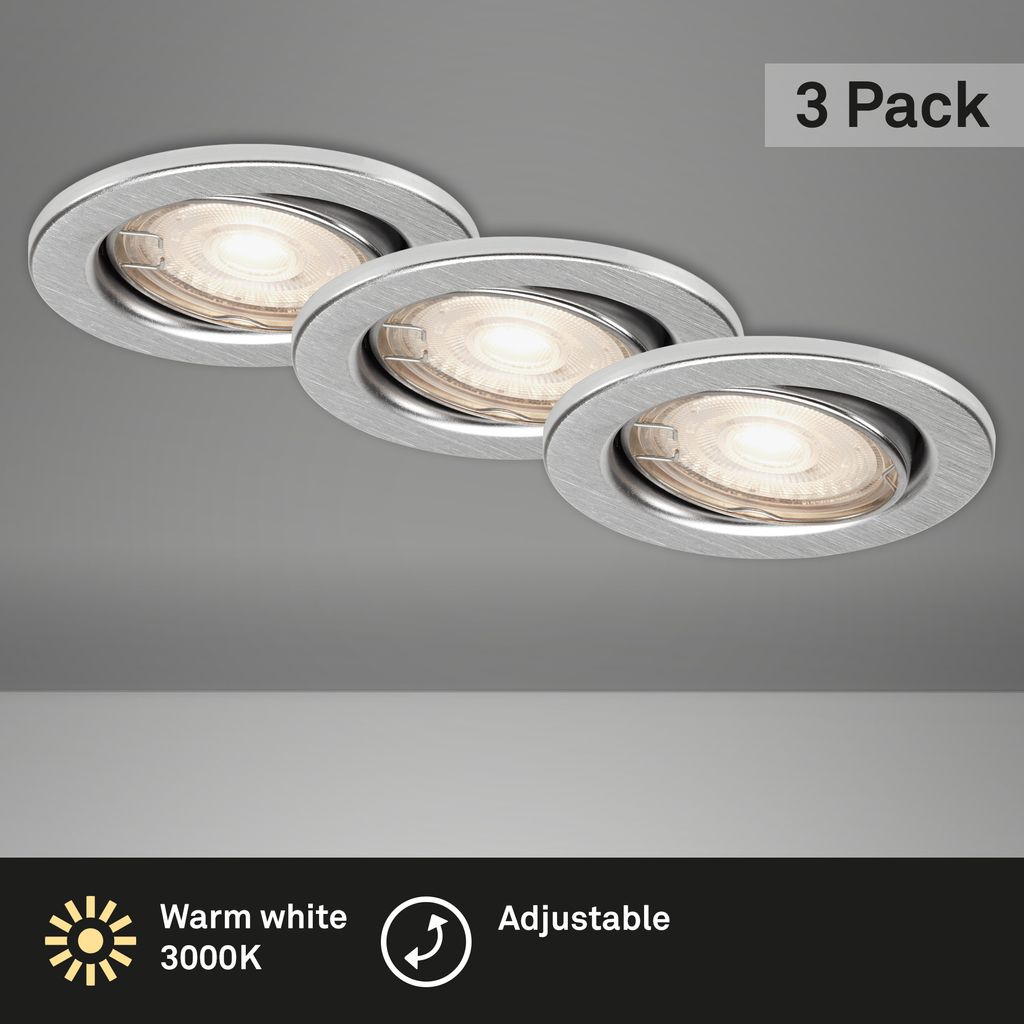 LED Einbauleuchten schwenkbar 3er Set GU10 5 W alu Metall IP23 Ø 8.6 cm Briloner 1