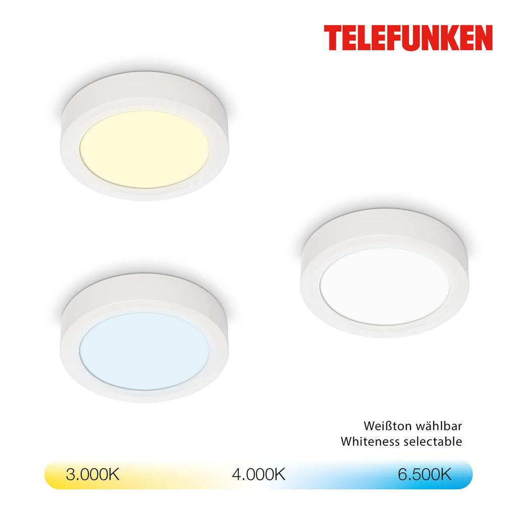 LED Aufbauleuchte Smart WiFi App Steuerung Bluetooth 18W weiß Metall Telefunken 5