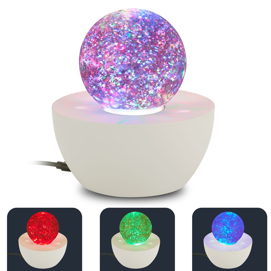 Glitter Tischlampe - 0,6W, RGB, Glitzerkugel, Altweiß