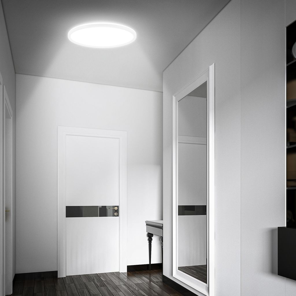 Ultraflache LED Deckenlampe mit Bewegungsmelder - IP44 - rund - LED Badlampe Badezimmerleuchte. Deckenpanel extra flach für Feuchträume. 42 x 3 cm (DxH) 3