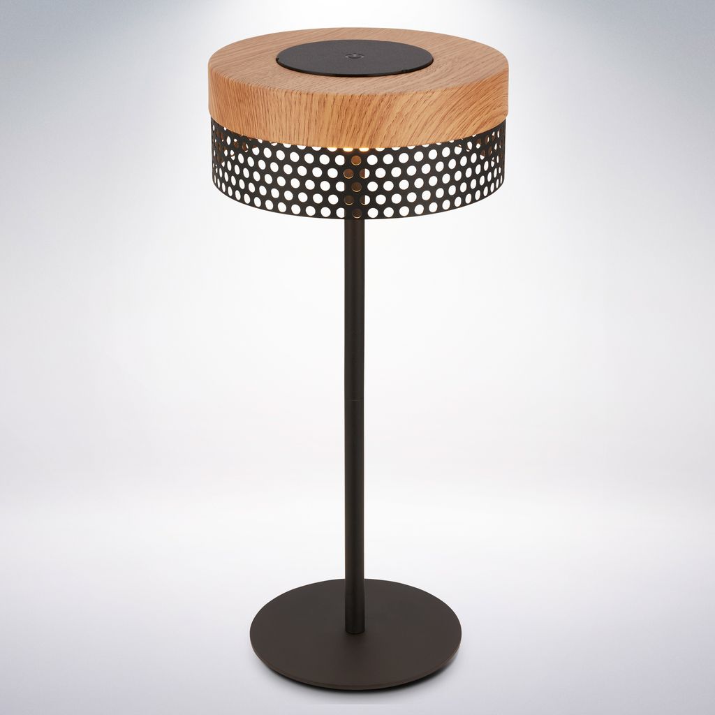 Briloner Booha LED Tischlampe kabellos IP44. Dimmbar. Touch. Akku. Spritzwasserschutz. Schwarz-Holz. Ø16 x 35 cm 13