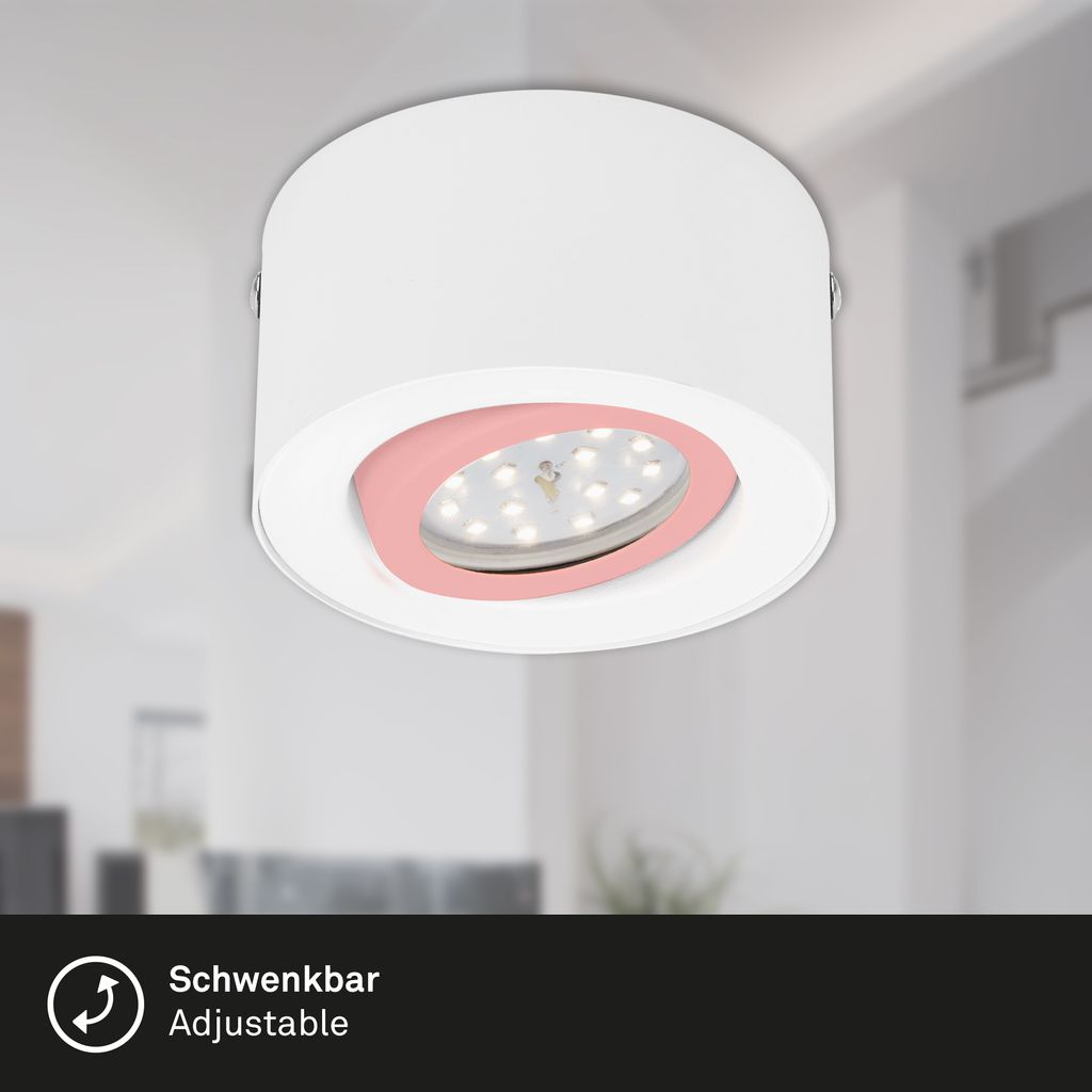 LED Aufbauleuchte Deckenlampe 5W Reflektor schwenkbar Weiß Ø 9cm Briloner 2