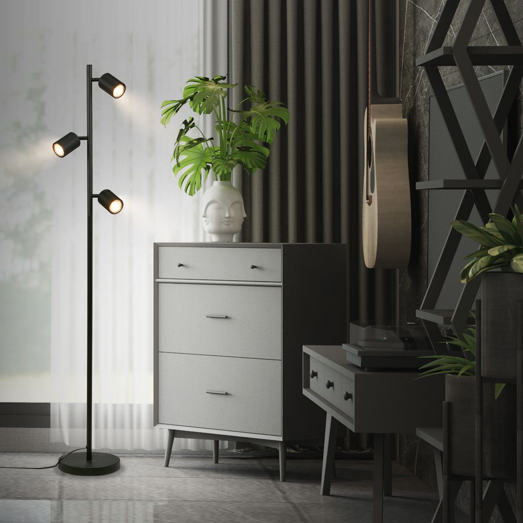 Ida Stehlampe - Schalter, Schwenkbar, GU10 Fassung, max. 9W, Schwarz
