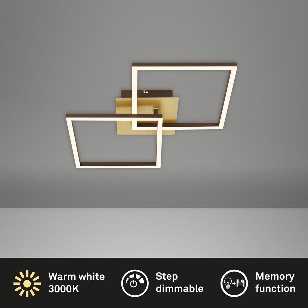 LED Deckenleuchte, 62 cm, LED-Platine, 11 W, 1200 lm, gold-braun