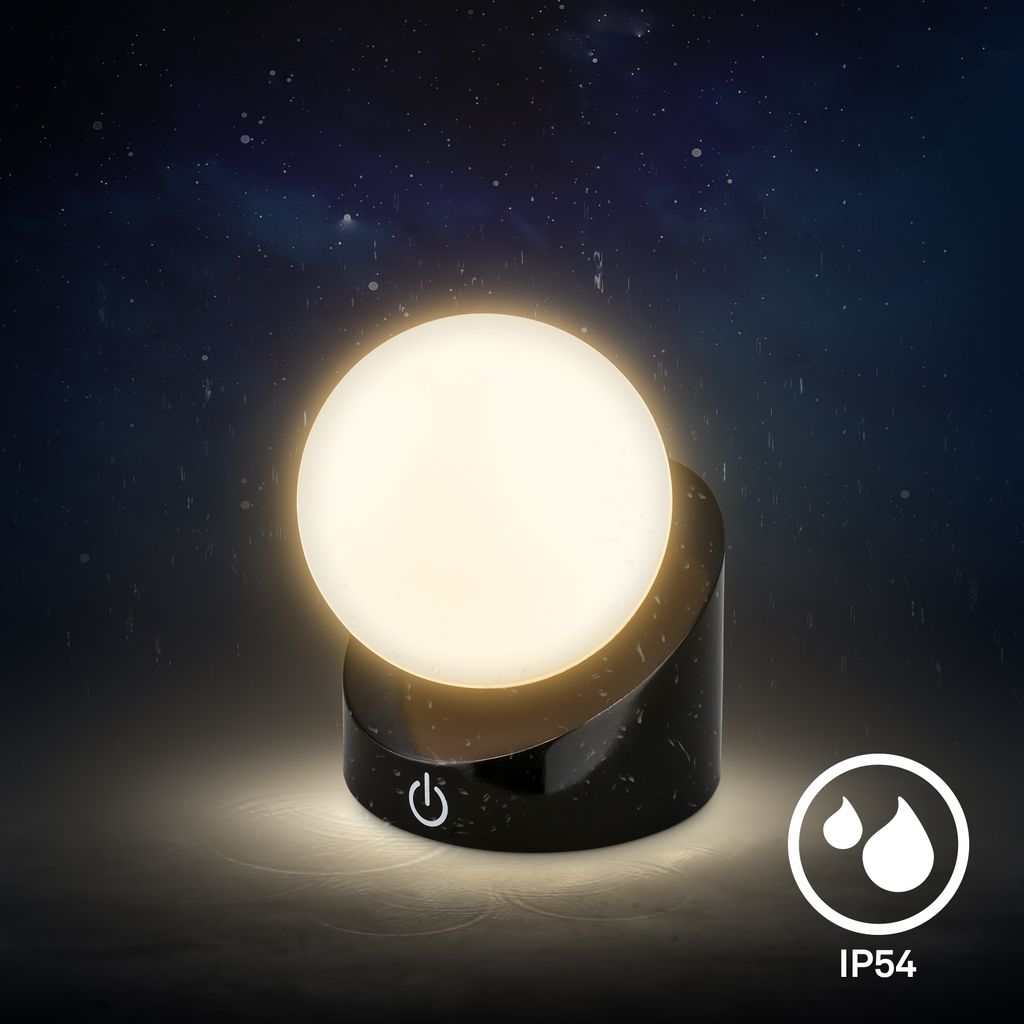Briloner Sora Mini LED Tischlampe kabellos IP54, Dimmbar, Touch, Schwarz