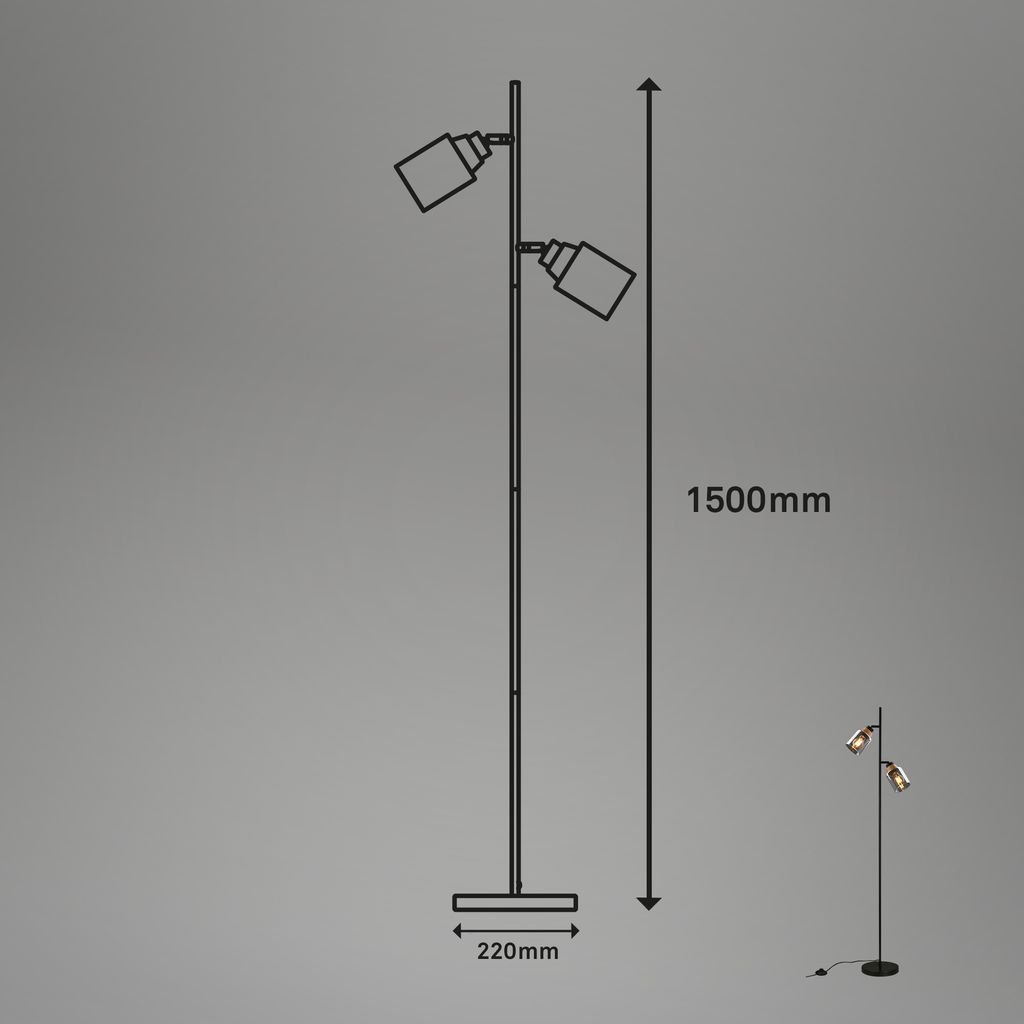 Floor light. with wood. smoked glass. 2xE27/max.10 9