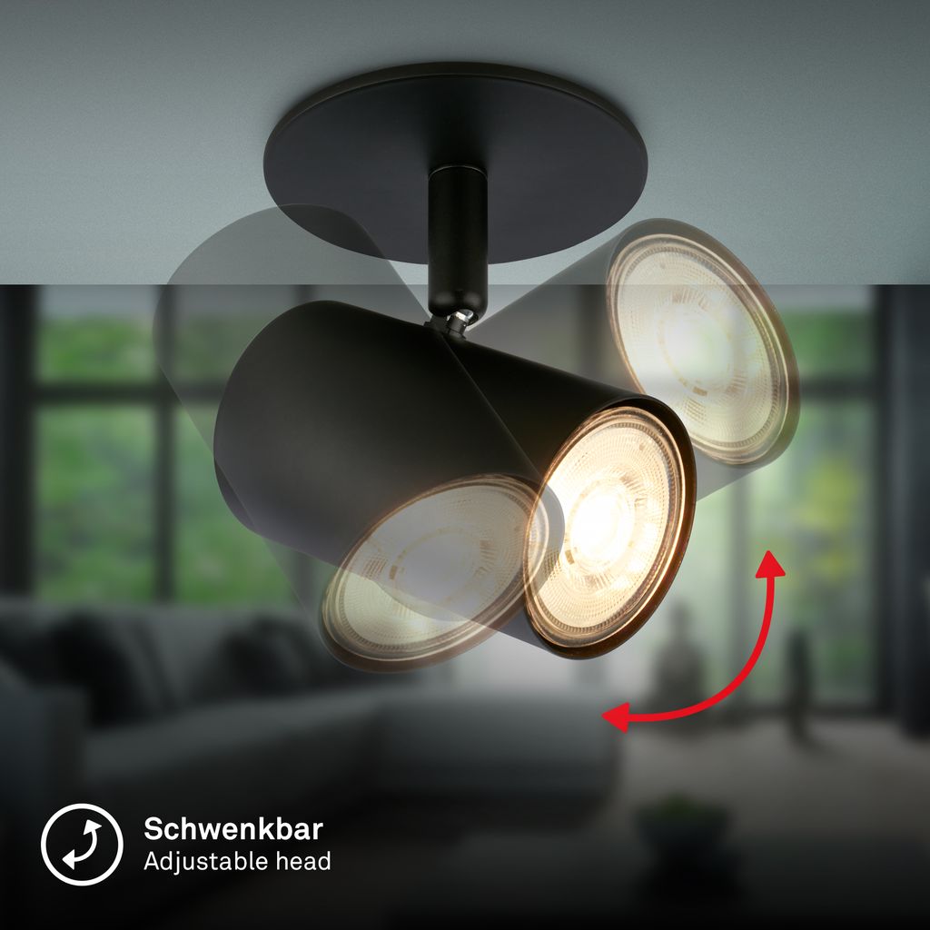 Alan Deckenstrahler - GU10 Fassung, max. 9W, Schwenkbar, Schwarz