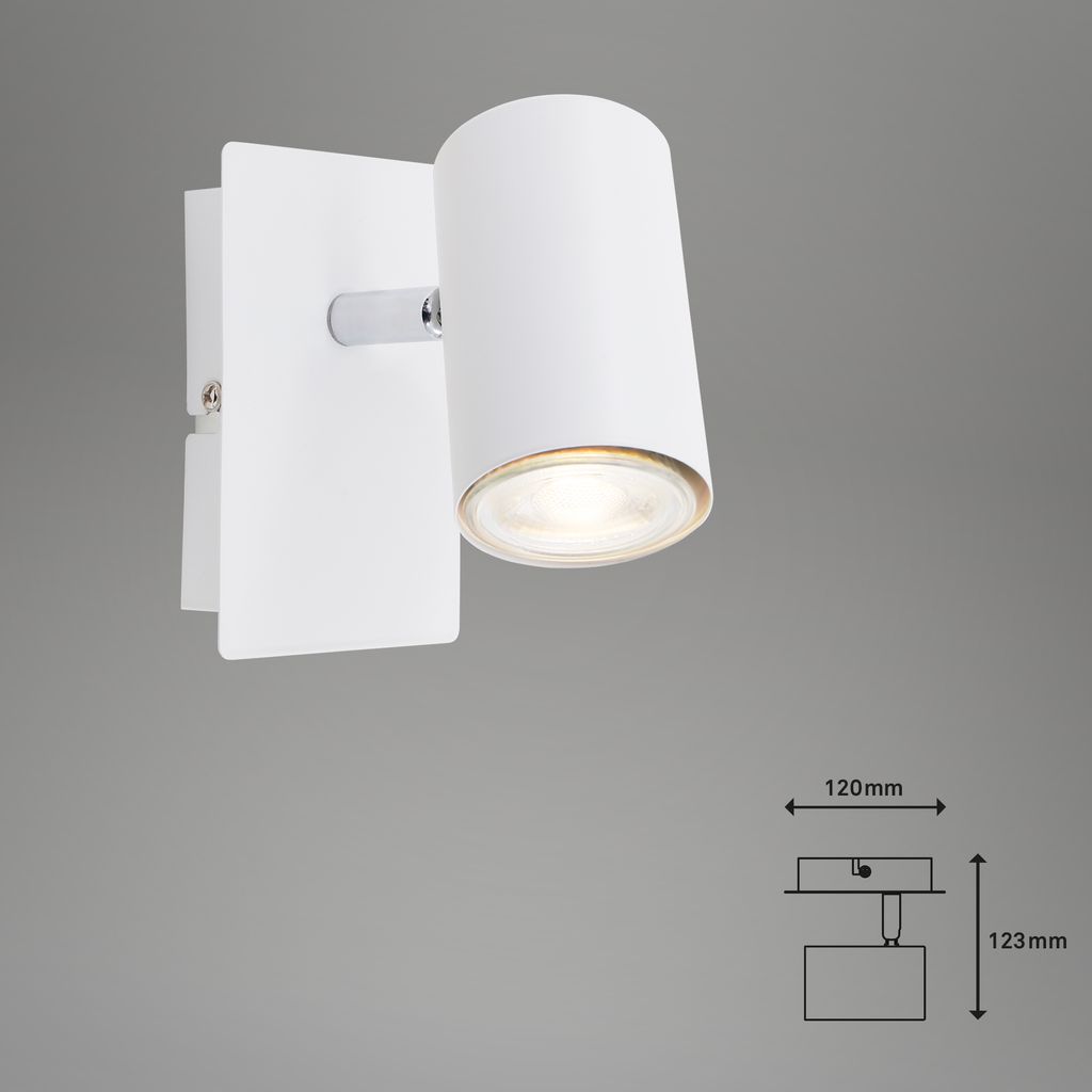 Wandspot Schwenkbar Spot 1-flammig GU10 max 40 Watt Weiß Metall Briloner 21